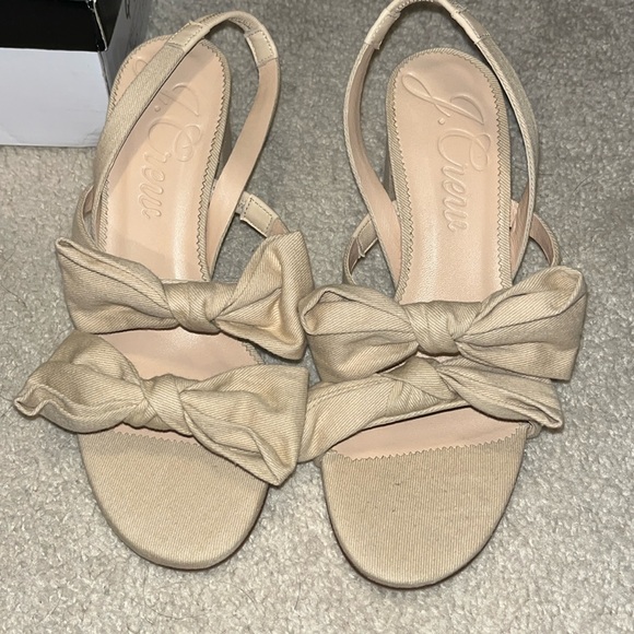 Lucie bow slingback sandals in natural twill - Picture 2 of 3
